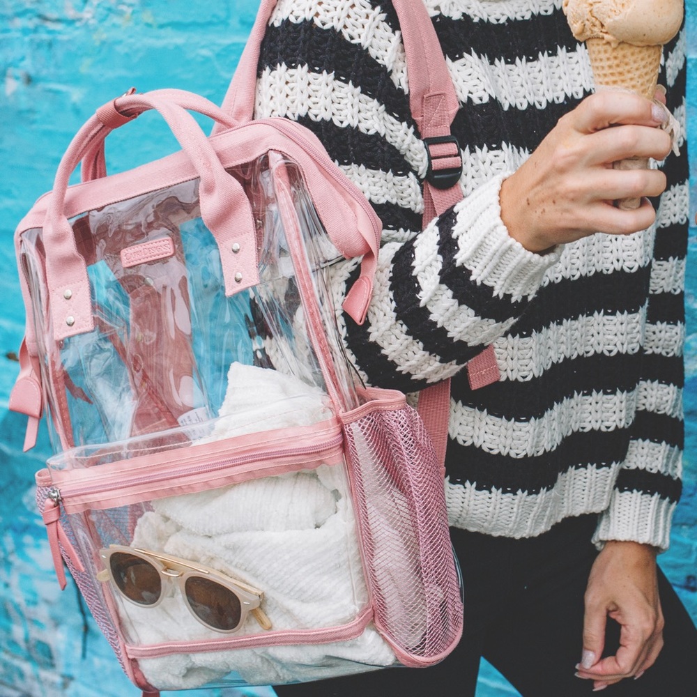 💕 pink and clear backpack 💕
